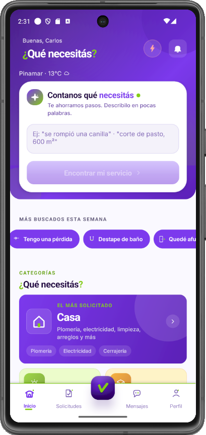 Brivo cliente — home: contanos qué necesitás